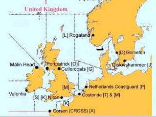 Расположение радиостанций НАВТЕКС