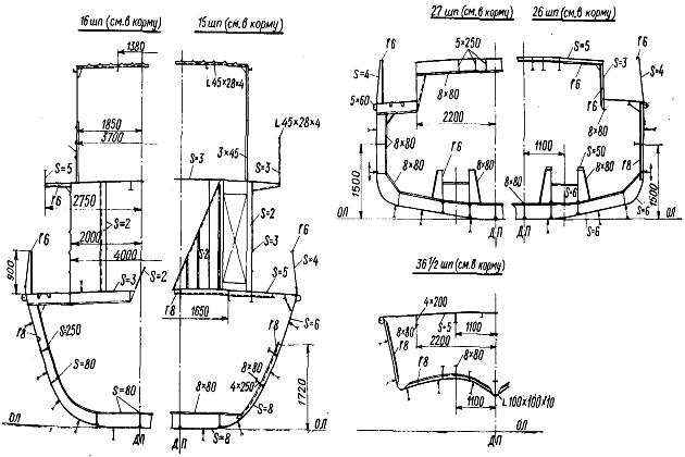 Конструктивный мидель шпангоут чертеж