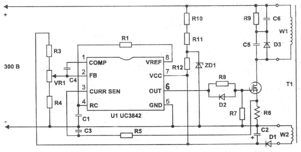 Схема включения uc3842bn