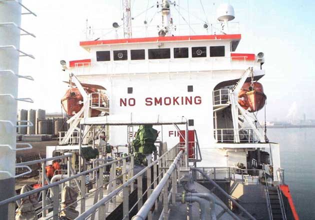 View aft of LPG Carrier