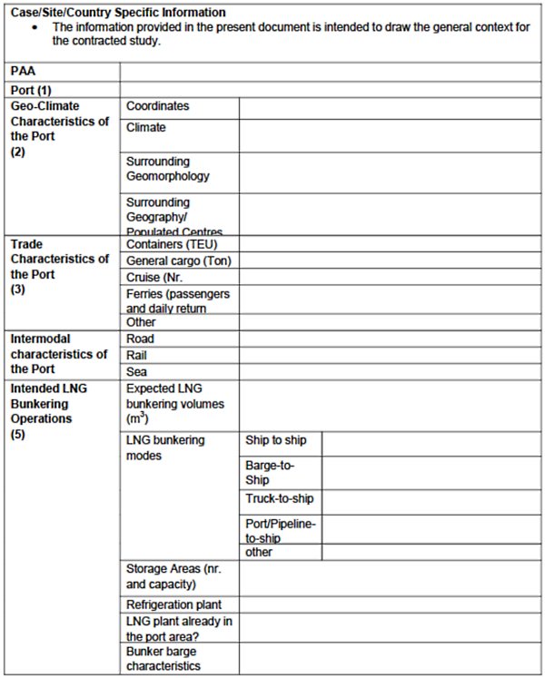 Template for LNG Bunkering Projects