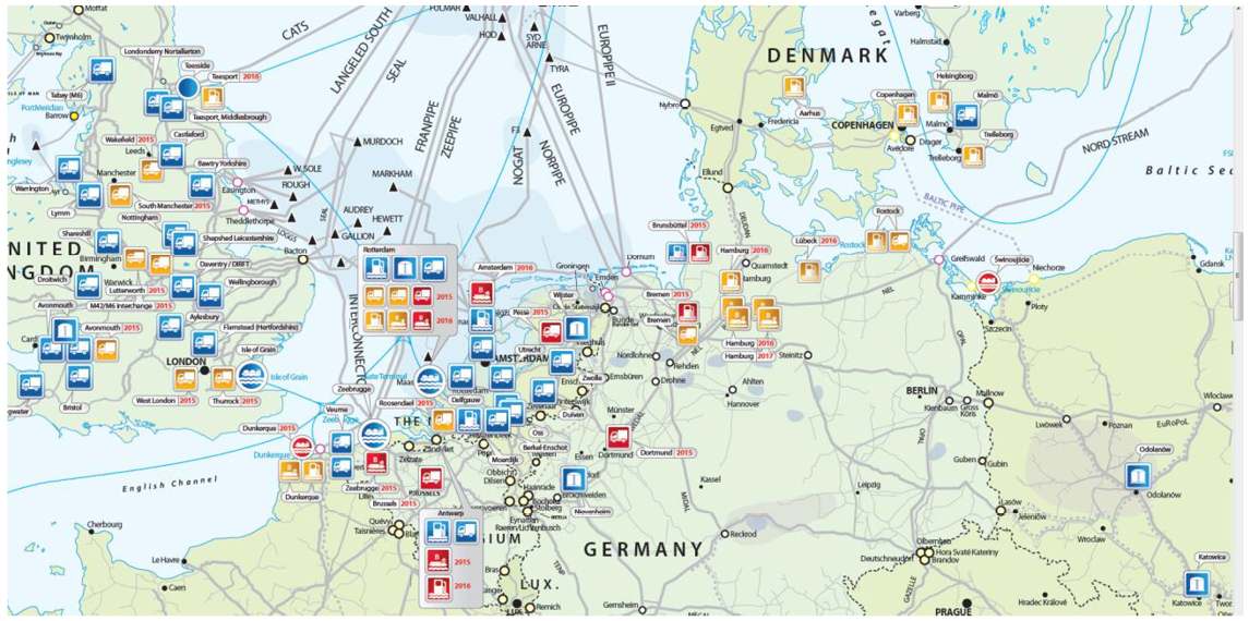 LNG infrastructure map in Europe