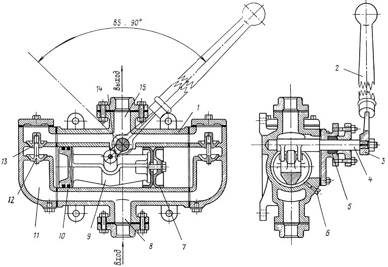 Схема ручного поршневого насоса