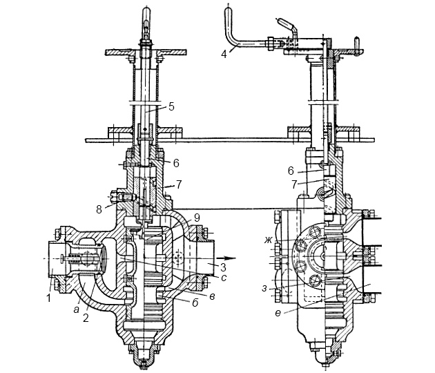 Схема маневрового золотника шпиля