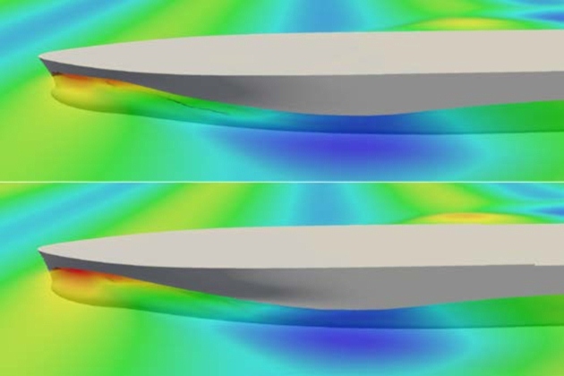 Hull efficiency improvements via hydrodynamic analysis