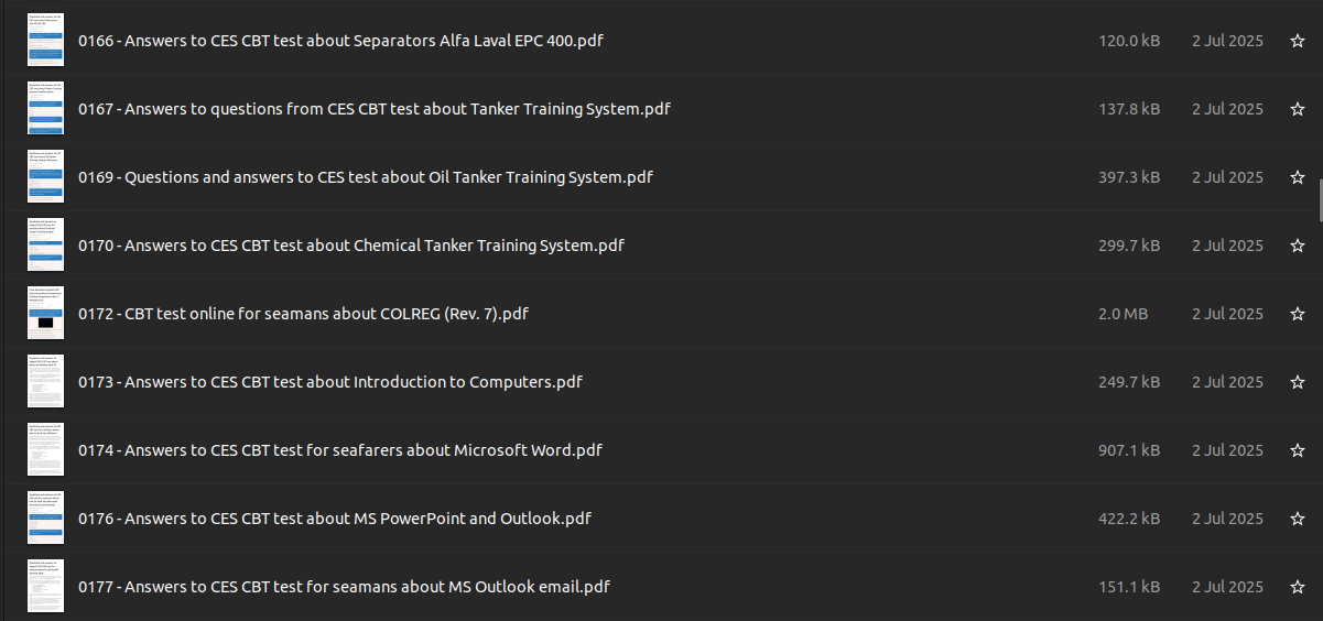 347 PDF files with Answers for CBT tests - Ocean Learning Platform (Seagull)